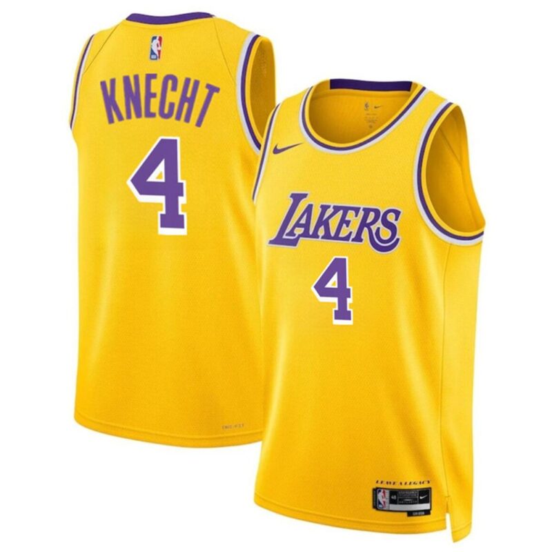 68640748e8339_1 Men's Los Angeles Lakers #4 Dalton Knecht Yellow 2024 Draft Icon Edition Stitched Basketball Jersey
