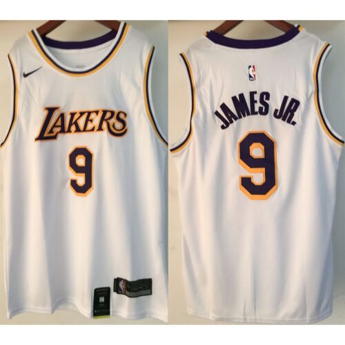 686407530e9e2_1 Men's Los Angeles Lakers #9 Bronny James Jr. White 2024 Draft Icon Edition Stitched Basketball Jersey