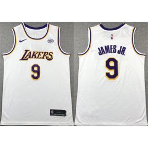 686407567bce4_1 Men's Los Angeles Lakers #9 Bronny James Jr. White 2024 Draft Icon Edition Stitched Basketball Jersey