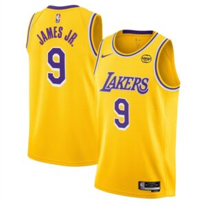 6864075a57525_1 Men's Los Angeles Lakers #9 Bronny James Jr. Yellow 2024 Draft Icon Edition Stitched Basketball Jersey