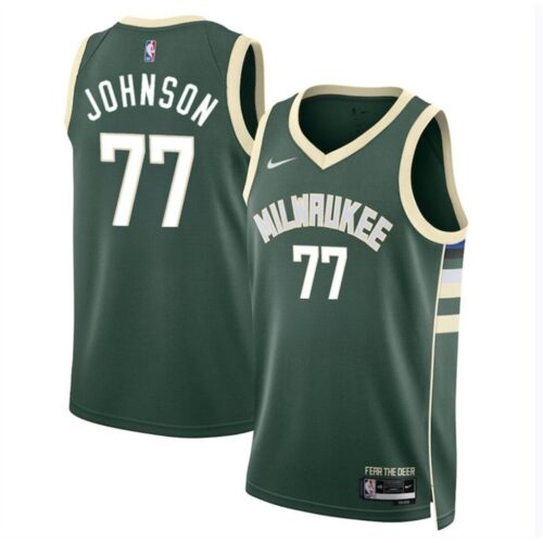 686407649d581_1 Men's Milwaukee Bucks #77 AJ Johnson Green 2024 Draft Icon Edition Stitched Basketball Jersey