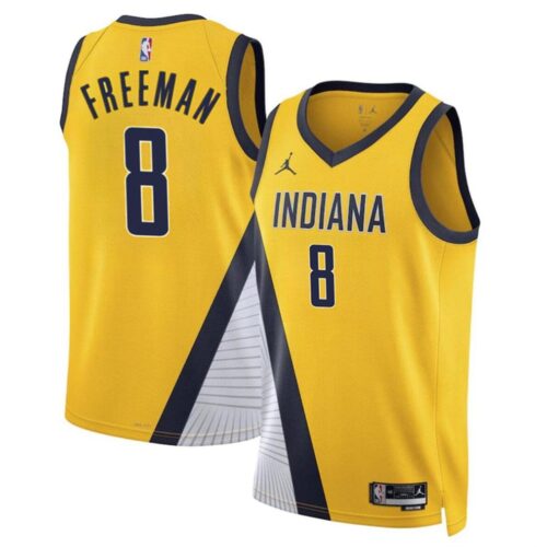 686407785dc83_1 Men's Indiana Pacers #8 Enrique Freeman Yellow 2024 Draft Statement Edition Stitched Basketball Jersey