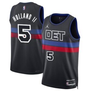 6864077bca422_1 Men's Detroit Pistons #5 Ron Holland II Black 2024 Draft Statement Edition Stitched Basketball Jersey