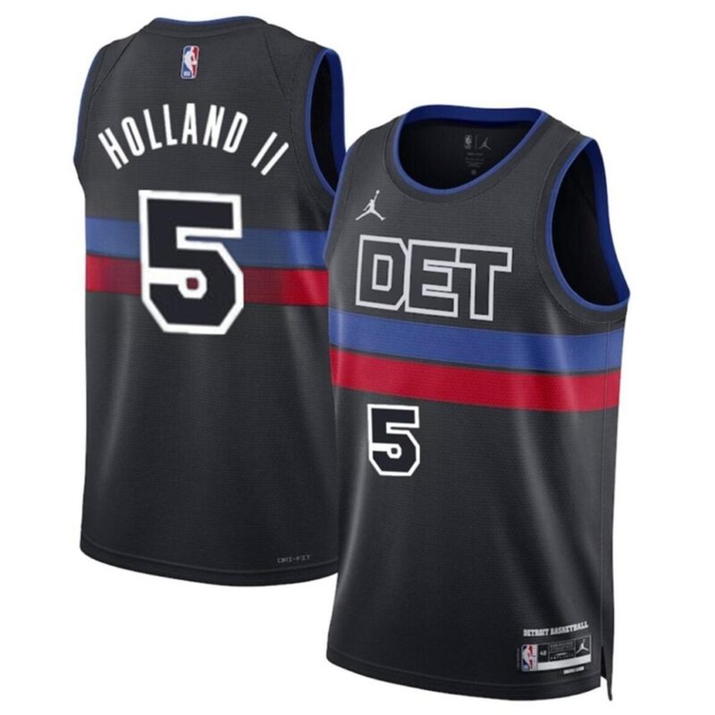 6864077bca422_1 Men's Detroit Pistons #5 Ron Holland II Black 2024 Draft Statement Edition Stitched Basketball Jersey