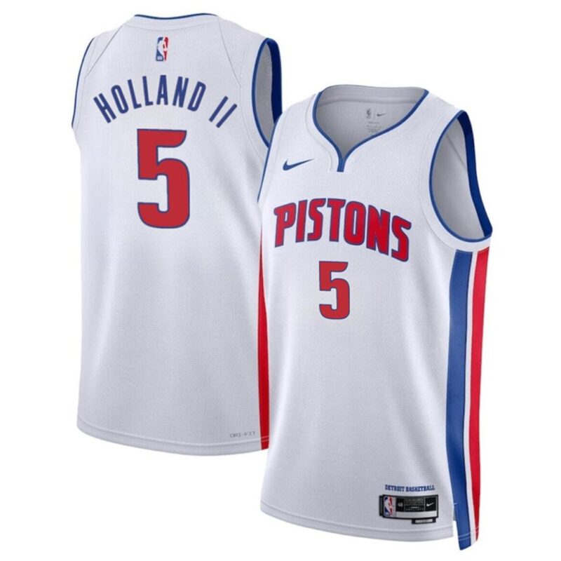 6864077ee2250_1 Men's Detroit Pistons #5 Ron Holland II White 2024 Draft Association Edition Stitched Jersey