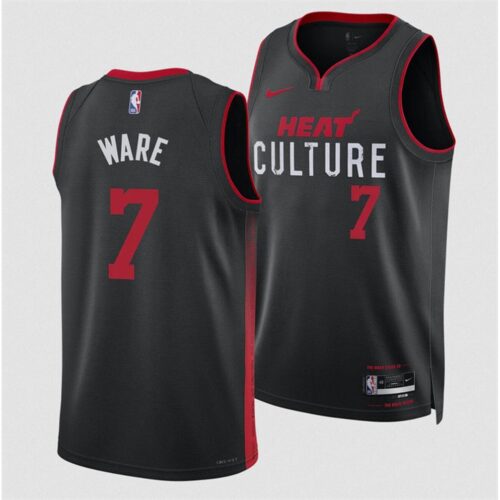 6864078577e77_1 Men's Miami Heat #7 Kel'el Were Black 2024 Draft City Edition Stitched Basketball Jersey