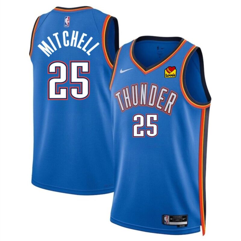 686407ab2c1c7_1 Men's Oklahoma City Thunder #25 Ajay Mitchell Blue 2024 Draft Icon Edition Stitched Basketball Jersey