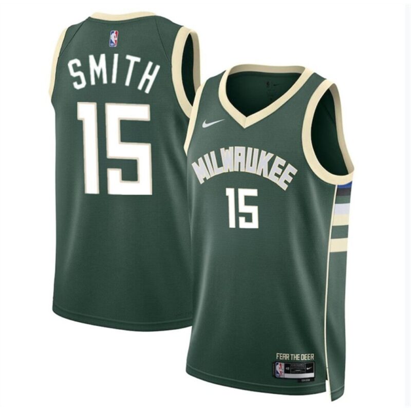 686407c5d0bf7_1 Men's Milwaukee Bucks #15 Tyler Smith Green 2024 Draft Icon Edition Stitched Basketball Jersey