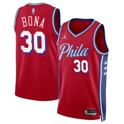 686407cf8273e_1 Men's Philadelphia 76ers #30 Adam Bona Red 2024 Draft Statement Edition Stitched Jersey