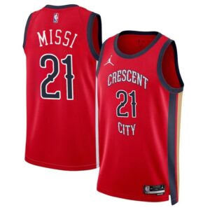 686407d935872_1 Men's New Orleans Pelicans #21 Yves Missi Red 2024 Draft Statement Edition Stitched Basketball Jersey