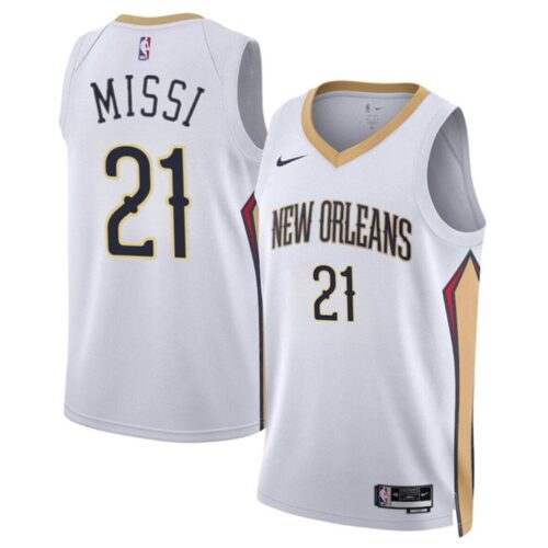 686407dcac12d_1 Men's New Orleans Pelicans #21 Yves Missi White 2024 Draft Association Edition Stitched Basketball Jersey