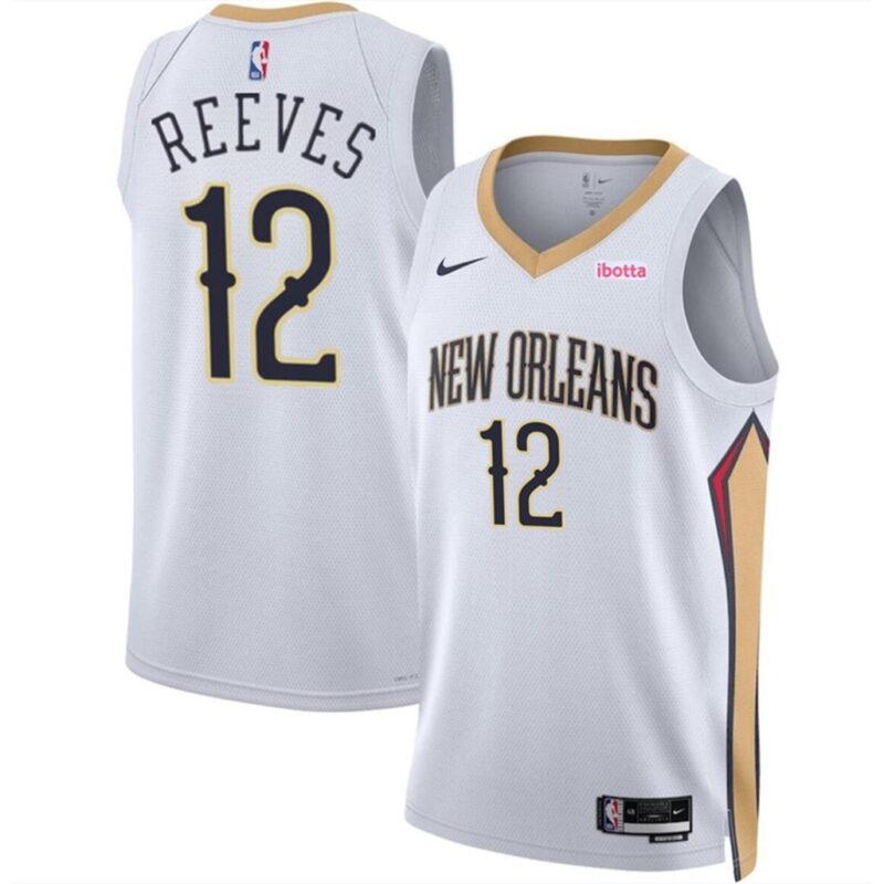 686408328fbca_1 Men's New Orleans Pelicans #12 Antonio Reeves White 2024 Draft Association Edition Stitched Basketball Jersey