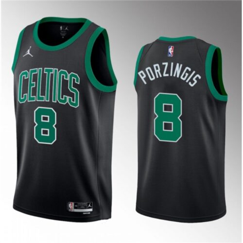 6864084d013b3_1 Men's Boston Celtics #8 Kristaps Porzingis Black 2023 Draft Statement Edition Stitched Basketball Jersey