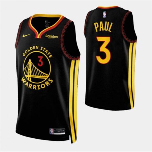 686408b47e548_1 Men's Golden State Warriors #3 Chris Paul Black 2023/24 City Edition Stitched Basketball Jersey