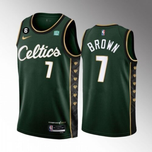 686408d5be2c1_1 Men's Boston Celtics #7 Jaylen Brown Green 2022-23 City Edition No.6 Patch Stitched Basketball Jersey