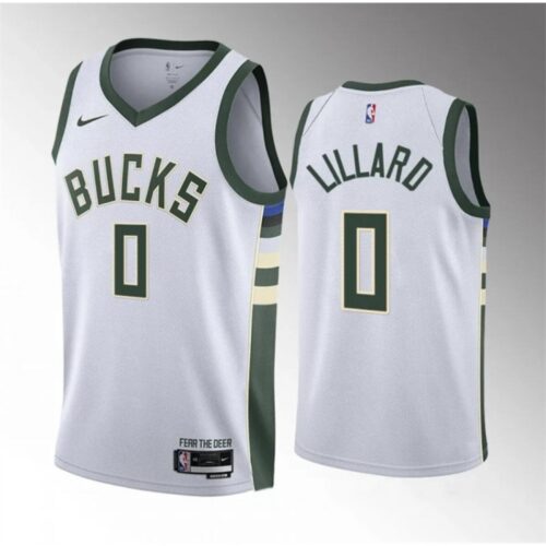 6864095aec1d0_1 Youth Milwaukee Bucks #0 Damian Lillard White Stitched Basketball Jersey