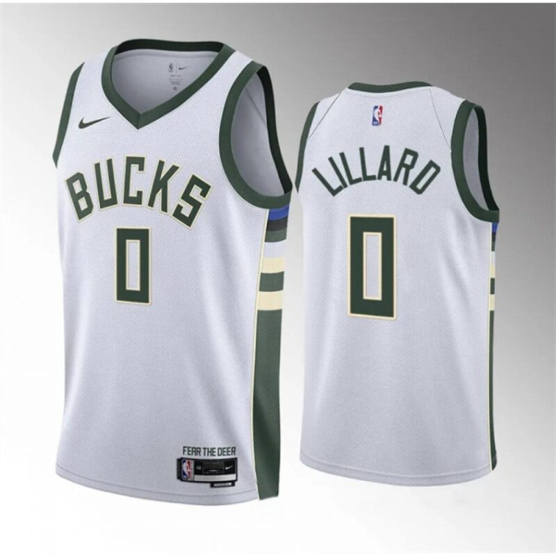 6864095aec1d0_1 Youth Milwaukee Bucks #0 Damian Lillard White Stitched Basketball Jersey