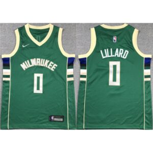 68640978bf5a4_1 Youth Milwaukee Bucks #0 Damian Lillard Green Stitched Basketball Jersey