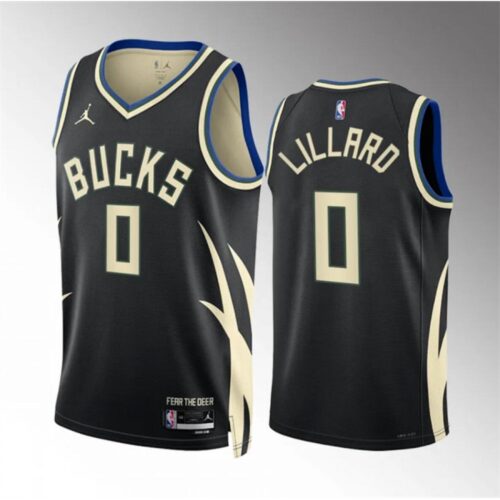 6864097b2e57b_1 Youth Milwaukee Bucks #0 Damian Lillard Black Stitched Basketball Jersey