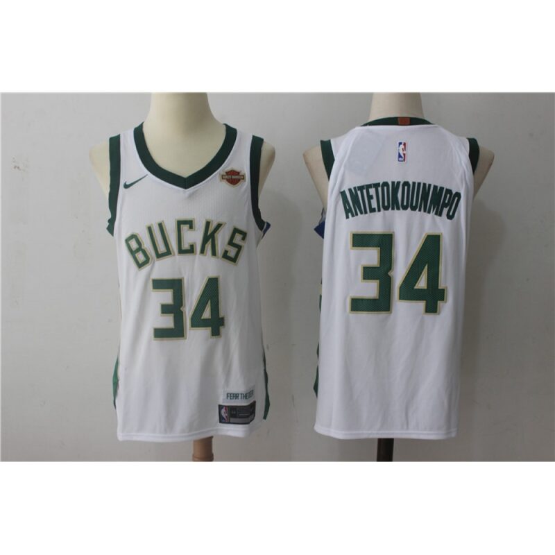 Men's  Milwaukee Bucks #34 Giannis Antetokounmpo White Stitched NBA Jersey