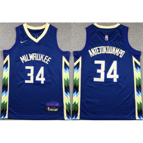 6864099ec937c_1 Youth Milwaukee Bucks #34 Giannis Antetokounmpo Blue City Edition Stitched Basketball Jersey