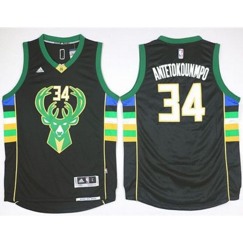 686409a76bb59_1 Bucks #34 Giannis Antetokounmpo Black Alternate Stitched NBA Jersey