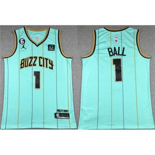 686409f263454_1 Youth Charlotte Hornets #1 LaMelo Ball Teal No.6 Patch Stitched Basketball Jersey