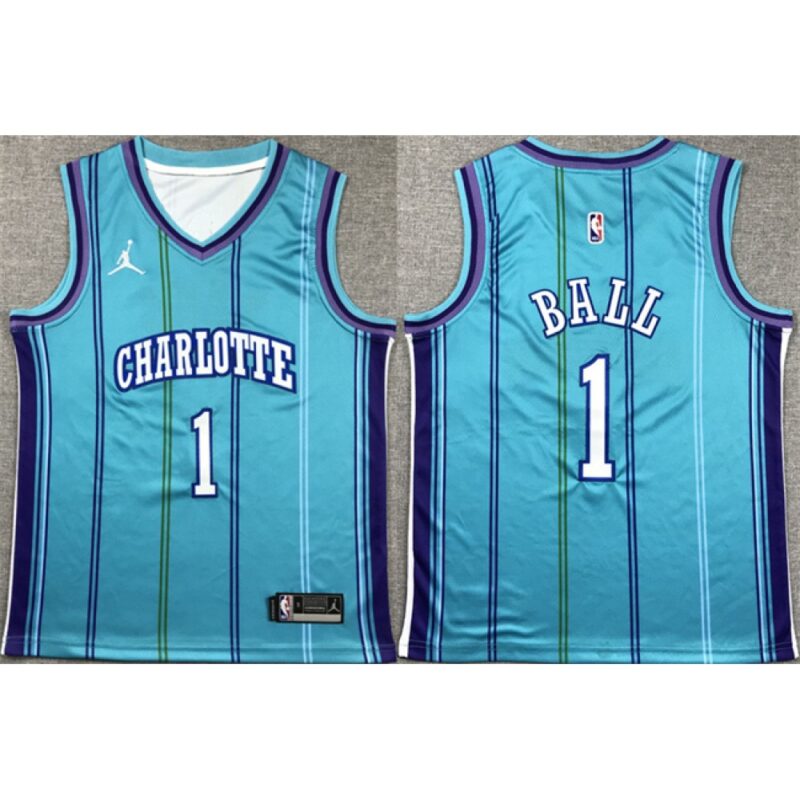 68640a2a48f01_1 Youth Charlotte Hornets #1 LaMelo Ball Purple Stitched Basketball Jersey