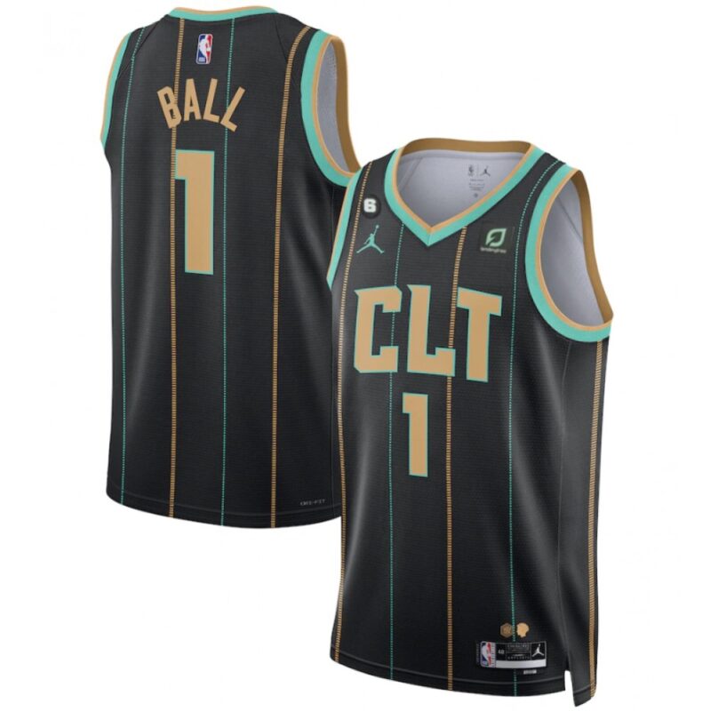 68640a32dd232_1 Men's Charlotte Hornets #1 LaMelo Ball Black 2022/23 City Edition No.6 Patch Stitched Basketball Jersey