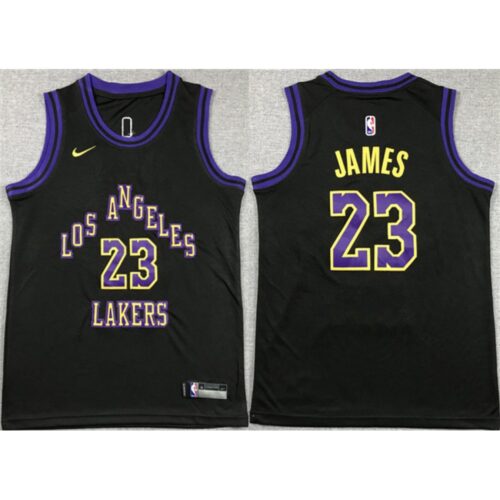 68640b49d4166_1 Youth Los Angeles Lakers #23 LeBron James Black City Edition Stitched Basketball Jersey