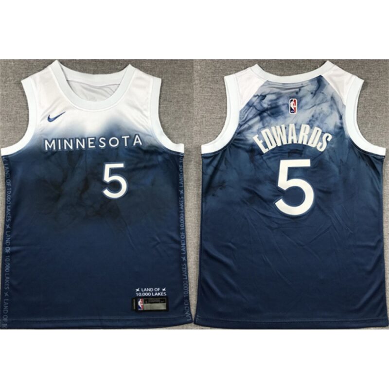 68640bf4a0ed6_1 Youth Minnesota Timberwolves #5 Anthony Edwards Blue 2023-24 City Edition Stitched Jersey