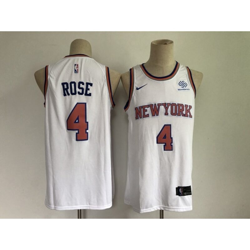 68640c3d6fb75_1 New Yok Knicks #4 Derrick Rose White Stitched Jersey