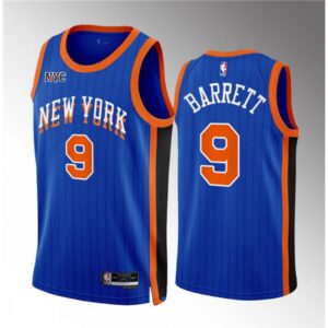 68640c5d35f8d_1 Men's New Yok Knicks #9 RJ Barrett Blue 2023/24 City Edition Stitched Basketball Jersey