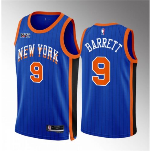 68640c5d35f8d_1 Men's New Yok Knicks #9 RJ Barrett Blue 2023/24 City Edition Stitched Basketball Jersey