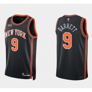 68640c74b8a75_1 New Yok Knicks #9 Rj Barrett Black 75th Anniversary Stitched Swingman Basketball Jersey