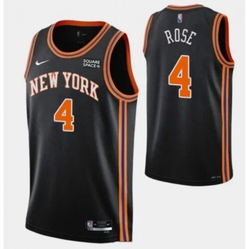 68640c8cdb66d_1 Men's New Yok Knicks #4 Derrick Rose 2021/2022 75th Anniversary Black Stitched Jersey