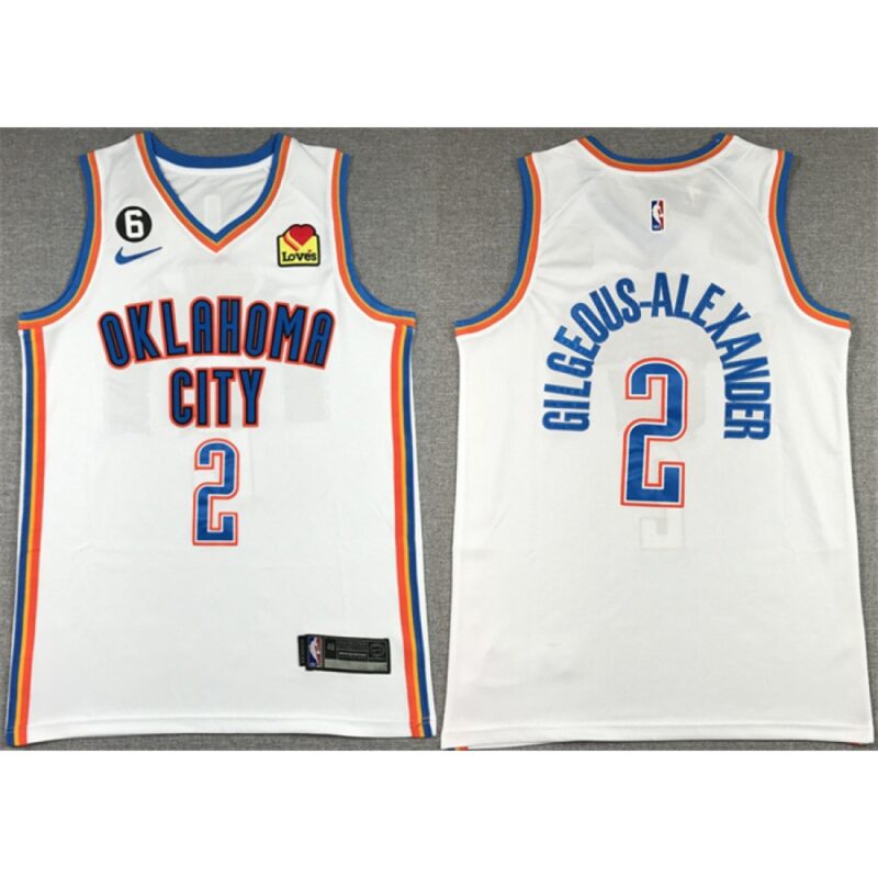 68640ccde8ded_1 Men's Oklahoma City Thunder #2 Shai Gilgeous-Alexander White With NO.6 Patch Stitched Basketball Jersey