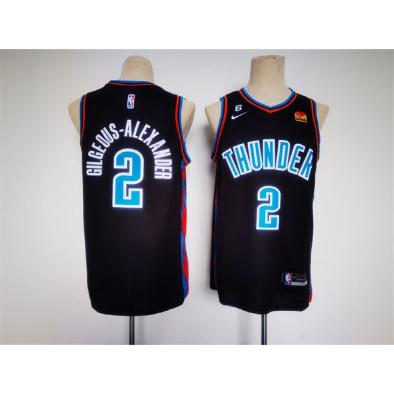 68640cd76c076_1 Men's Oklahoma City Thunder #2 Shai Gilgeous-Alexander Black With NO.6 Patch Stitched Basketball Jersey