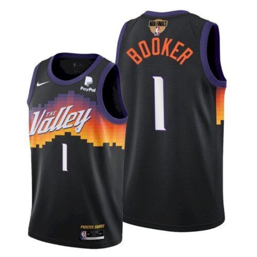 68640ced8b1aa_1 Men's Phoenix Suns #1 Devin Booker 2021 Black NBA Finals City Edition Stitched Jersey