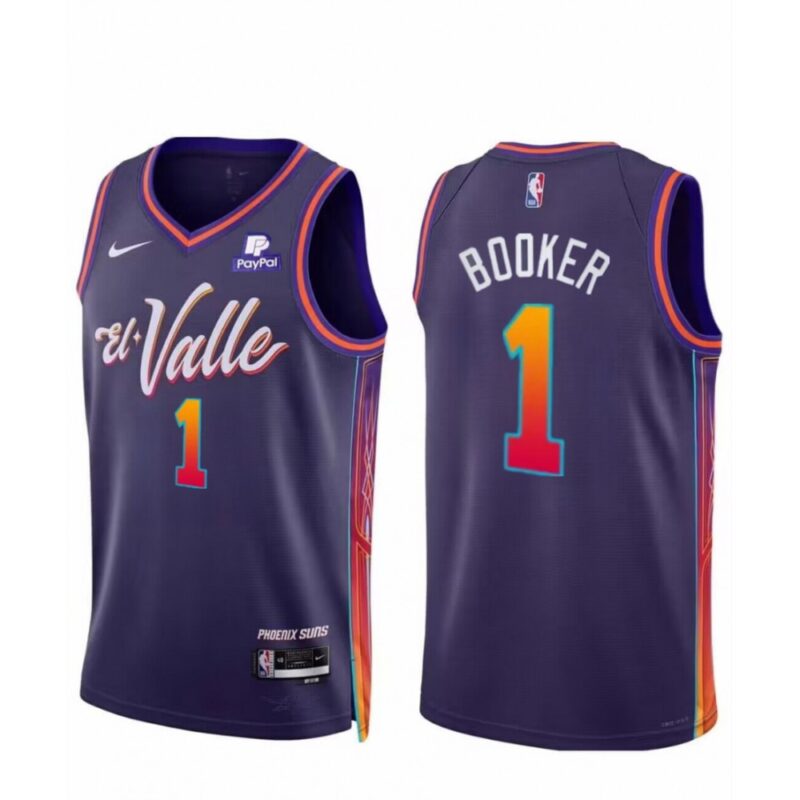 68640cfd30cfe_1 Men's Phoenix Suns #1 Devin Booker Purple 2023/24 City Edition Stitched Basketball Jersey