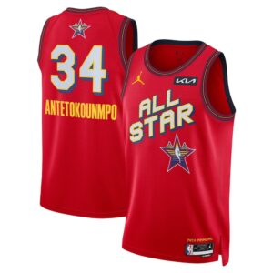 68640d474704a_1 Unisex #34 Giannis Antetokounmpo Red 2025 NBA All-Star Game Swingman Player Jersey