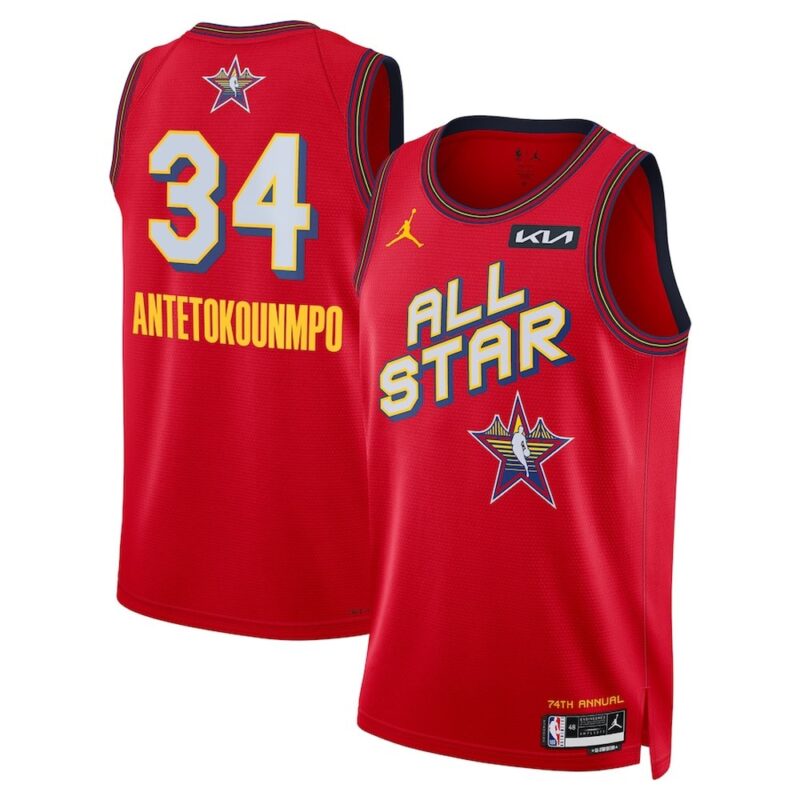68640d474704a_1 Unisex #34 Giannis Antetokounmpo Red 2025 NBA All-Star Game Swingman Player Jersey
