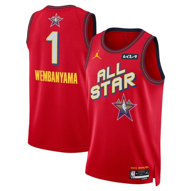 68640d6d8d9ff_1 Unisex #1 Victor Wembanyama Red 2025 NBA All-Star Game Swingman Player Jersey