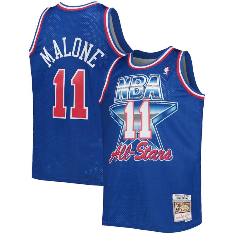 68640e4d88d55_1 Men's Western Conference #11 Karl Malone Royal Hardwood Classics 1992 NBA All-Star Game Swingman Jersey