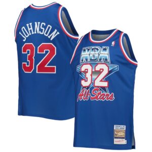 68640e50be86d_1 Men's Western Conference #32 Magic Johnson Royal Hardwood Classics 1992 NBA All-Star Game Authentic Jersey