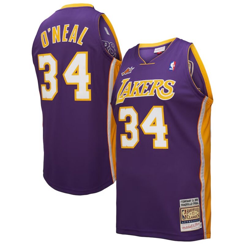 68640e626e57b_1 Men's Los Angeles Lakers #34 Shaquille O'Neal Purple 2000 NBA All-Star Game Authentic Jersey