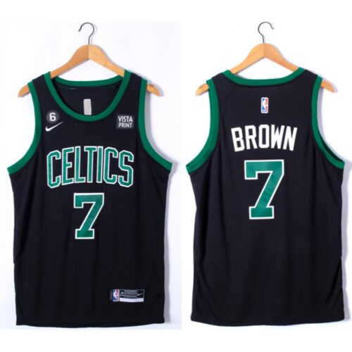 68640e6e8b440_1 Men's Boston Celtics #7 Jaylen Brown Black No.6 Patch Stitched Basketball Jersey
