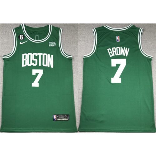 68640e7868256_1 Men's Boston Celtics #7 Jaylen Brown Green With NO.6 Patch Stitched Basketball Jersey