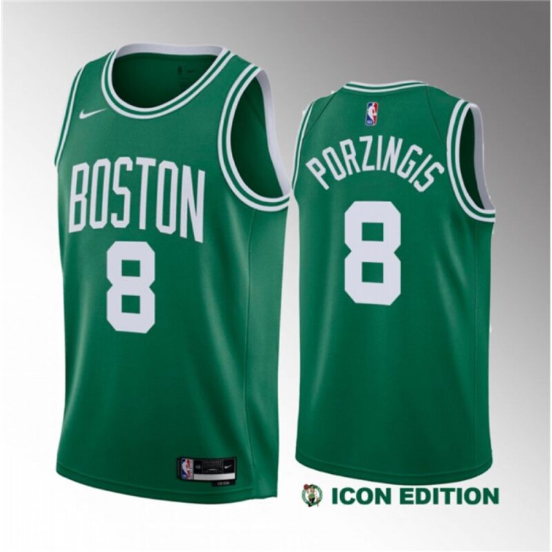 68640e850b872_1 Men's Boston Celtics #8 Kristaps Porzingis Green 2023 Draft Icon Edition Stitched Basketball Jersey