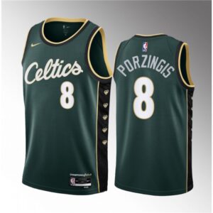 68640e8b649e3_1 Men's Boston Celtics #8 Kristaps Porzingis Green 2023 Draft City Edition Stitched Basketball Jersey